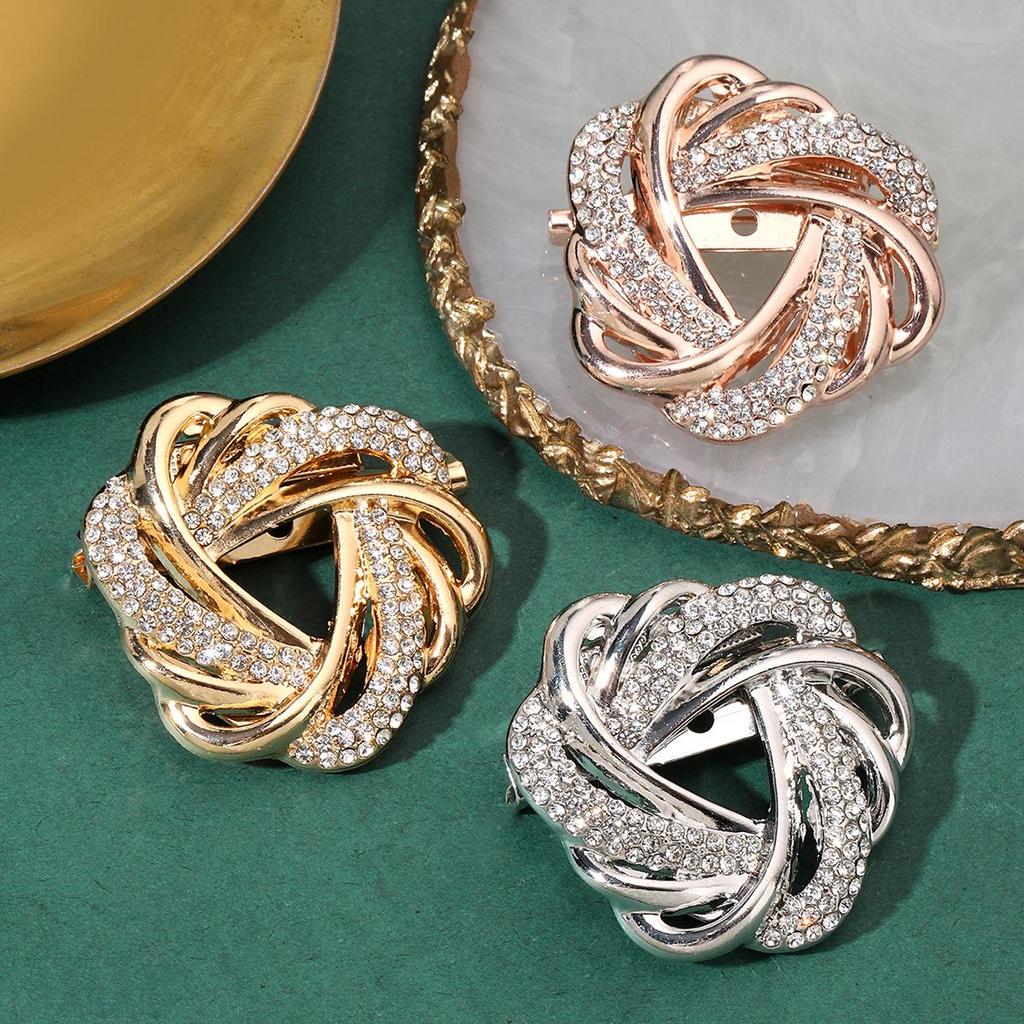 High-End Rhinestone Women's Scarf & T-Shirt Knotting Brooch Pin Accessory