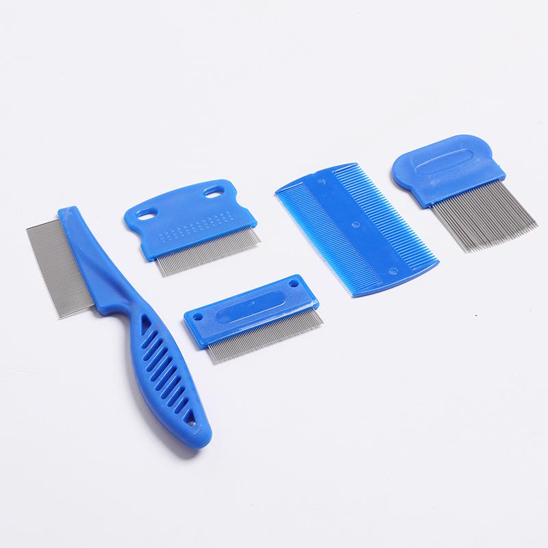 Stainless Steel Fine-Toothed Flea and Lice Comb Set for Pet Grooming - Ideal for Dogs and Cats