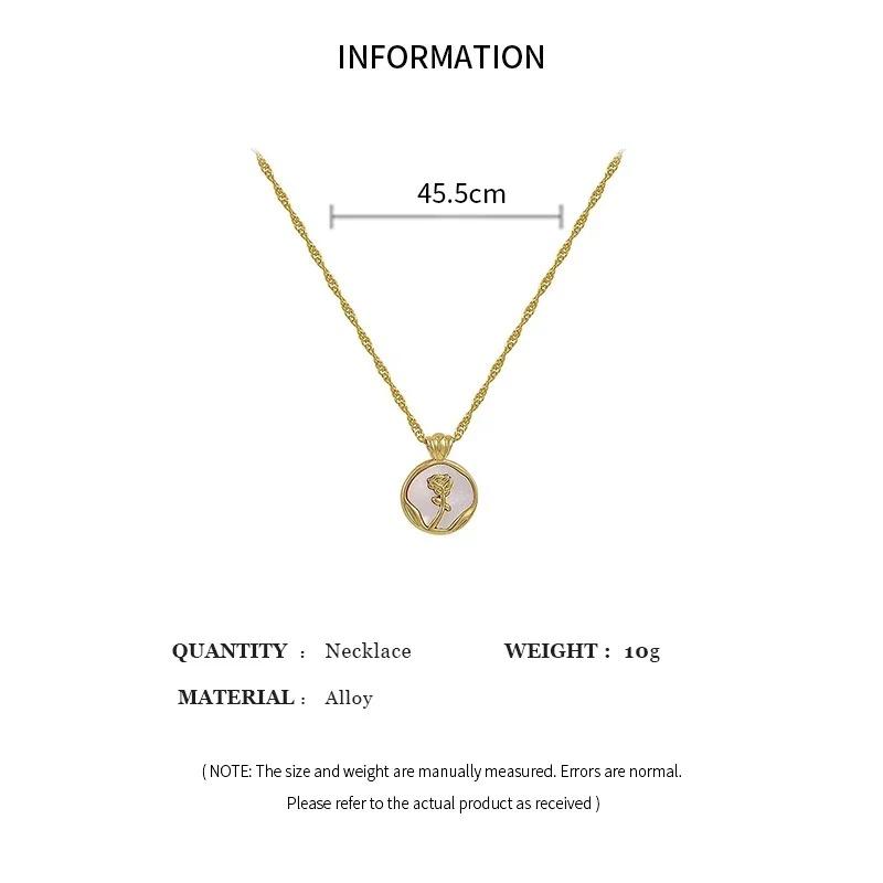Simple Irregular Round Pendant Necklace Women's Fashion Gold Color Coin Rose Flower Necklace Sexy Neck Chain Party Jewelry K
