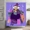 Colorful Halloween-Themed Shower Curtain With Witch Design For Bathroom Decor Purple Starry Sky Background Included #Bathroomacc