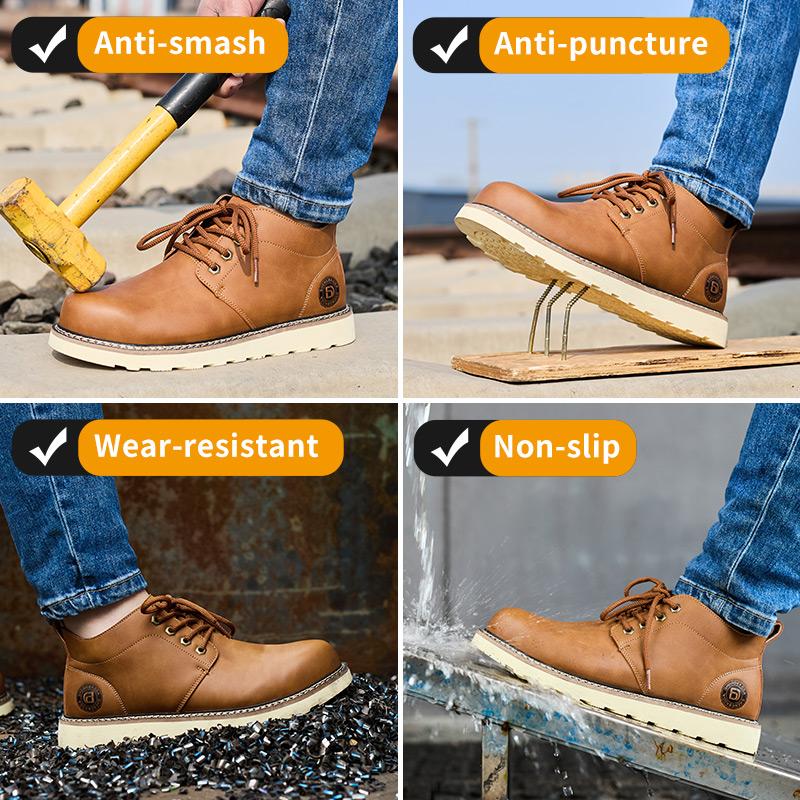 Waterproof Men's Leather Boots Anti-smash Anti Puncture Work Boots Safety Shoes Men Indestructible Shoes Steel Toe Boots Men