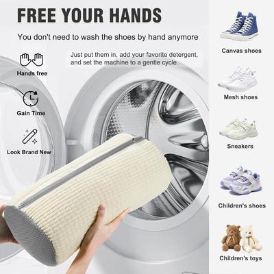 Lazy Person's Shoe Washing Bag – Anti-Deformation, Machine Washable & Dryable, Portable Mesh for Care.