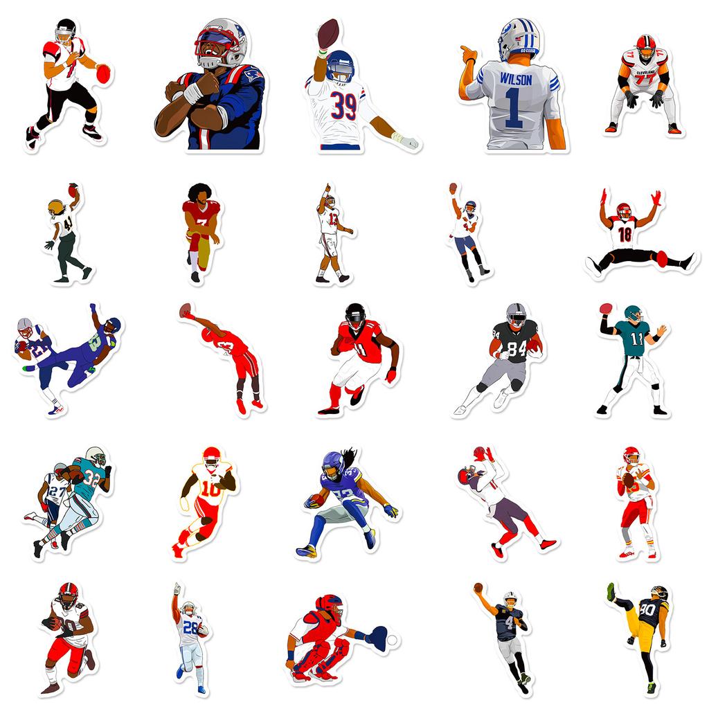 50 Pieces Of Rugby Player Sports Trunk Stickers, Graffiti Stickers, Refrigerator Decoration Stickers