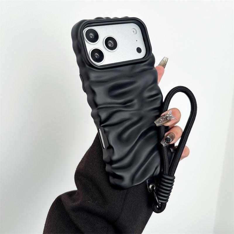 

Solid Color Cream Texture Case for iPhone 14-17 Pro Max with Lanyard 16 Pro Max