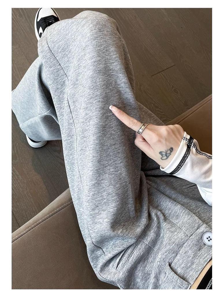 Petite High Waist Wide Leg Pants for Women - Spring/Autumn 145-150cm, Slimming Black Straight Leg