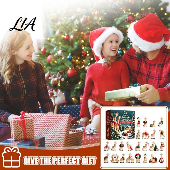 Festive Tabletop Decor 24 Days Giraffe Christmas Advent Calendar, 2D Acrylic Figure Countdown Decorative Holiday Figures Collectible Animal Ornaments