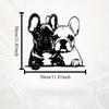 French Bulldog Pair Metal Wall Art, Adorable Statue Mural, Rust Resistant Indoor Outdoor Decor, Gift for New Year Easter Pet Lover