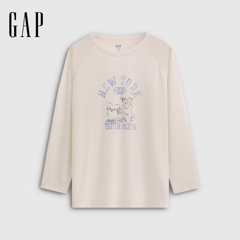GAP Women s 2026 Spring Logo Lyocell Blend Loose Long Sleeve T-Shirt 37