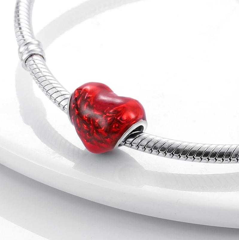 Copper ValentineS Day Couple Love Heart Rose Pendants Charm Bead Fits Genuine Bracelets DoItYourself Jewellery Gifts Women