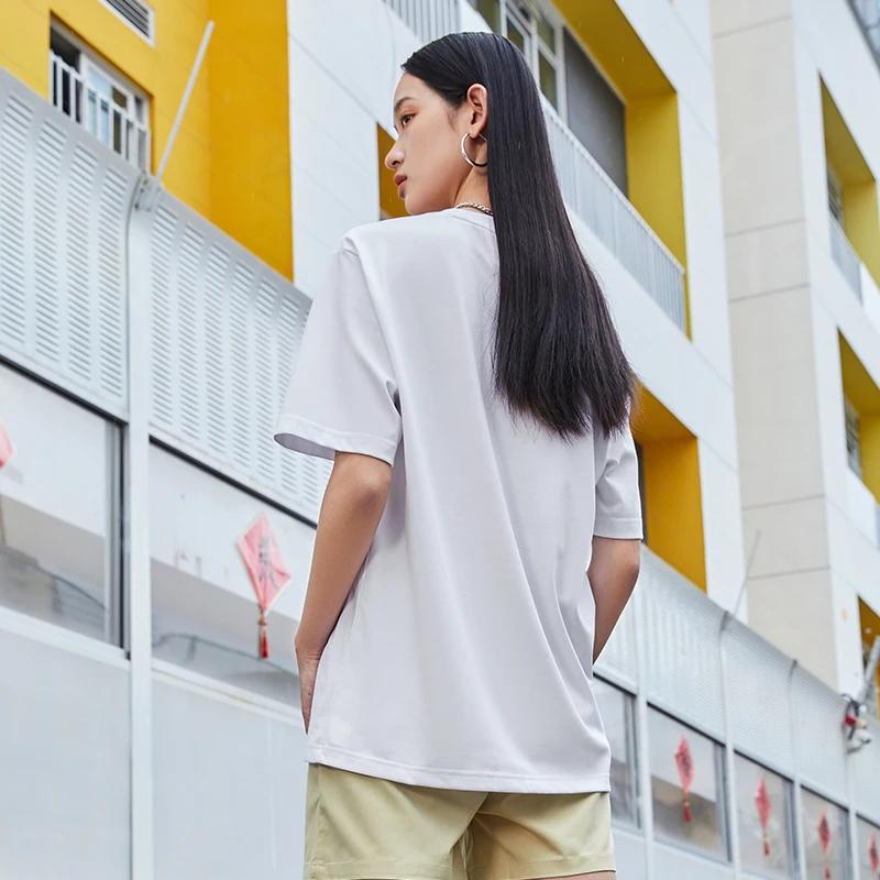 Li-Ning Letter Logo Print Round Neck Short Sleeve T-Shirt Unisex Tops White AHSSC17-1