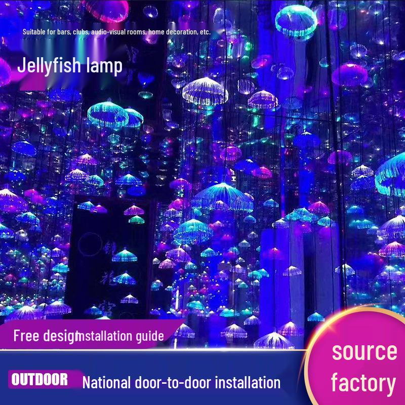 Waterproof LED Jellyfish Fiber Optic Atmosphere Ceiling Lamp for Home Theater or Bar Jellyfish Lamp Diameter 15CM