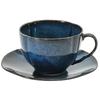 Aito Seisakusho Coffee Cup Microwave and Dishwasher Sea Cucumber Mino Made In 335107 "Aim" & Saucer, Approx. 220ml, Safe, Glaze, Navy, Ware, Japan,