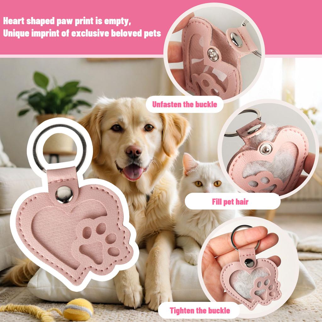 Pet Hair Storage Keychain Dog Paw- Pendant Cat Dog Storage Pet Hair Pendant