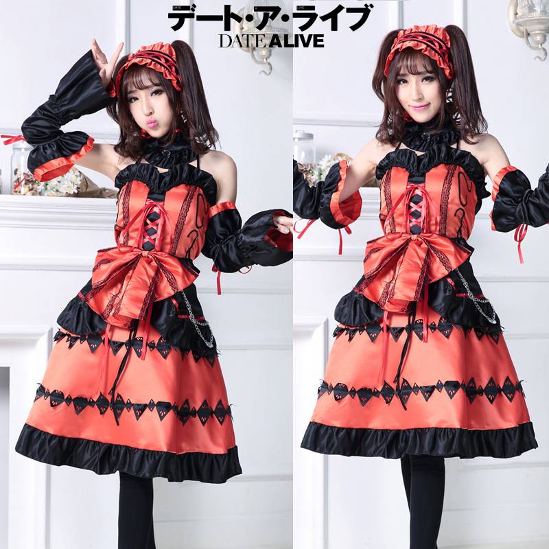 Date A Anime Live Tokisaki Kurumi Cosplaycostume Lolita Dress Girl Halloweensuit