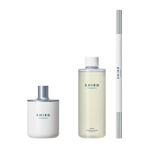 SHIRO Sabon Fragrance Diffuser Kit (3-Piece Set: Container, Refill, and Sticks) 300mL, 3-Month Life, Room Fragrance