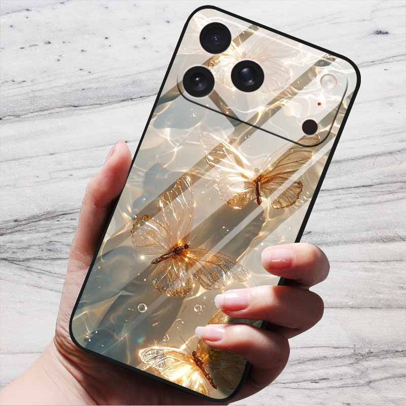Butterfly Case For iPhone 17 Pro Plus Capa 17 Pro Max iPhone17 Air Bumper Luxury Tempered Glass Hard Back Cover Cute Fund Shell