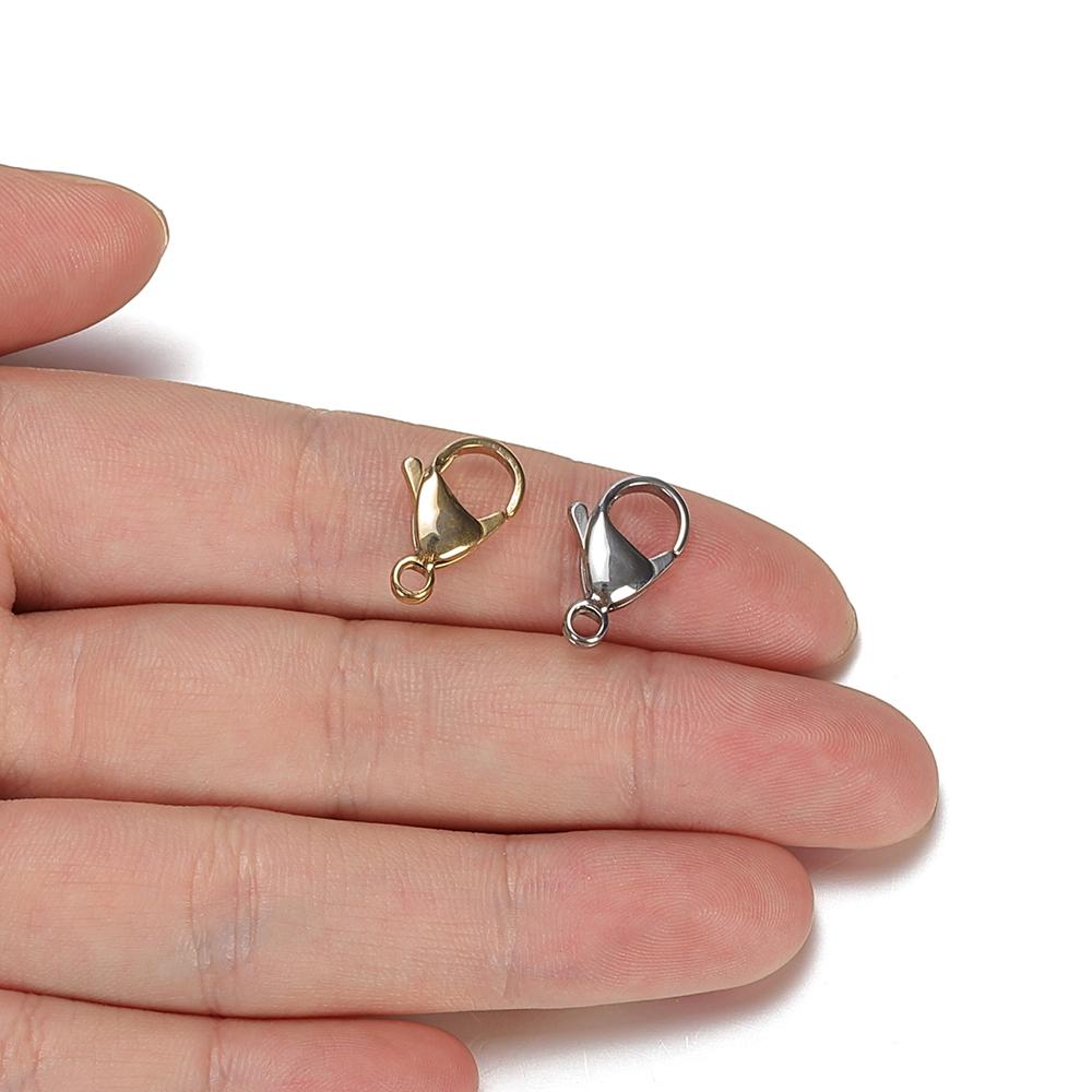 20pcs 9/10/12/15mm Stainless Steel Lobster Clasps Jewelry Finding DIY Clasp Hooks Necklace & Bracelet Chain Jewelry Components