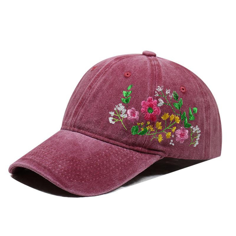 Embroidered Flower Diy Hat Soft Top Outdoor Sun Protection Casual Cotton Baseball Cap Fashionable Spring Summer Hat For Girls