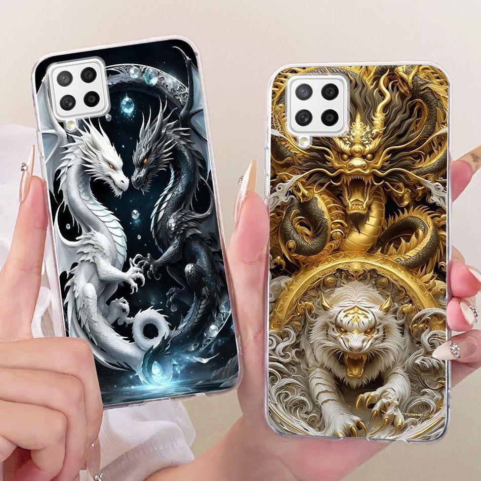 For Samsung Galaxy A22 4G A225F / A22 5G A226B Cool Dragon Tiger Pattern Phone Case For Samsung A22 Soft Silicone TPU Bumpers