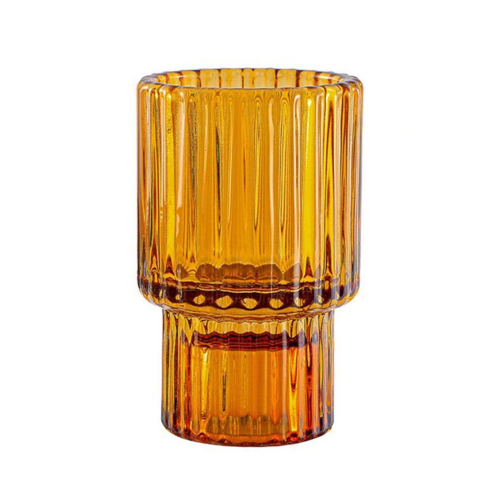 Clear Double Head Candle Holder Vertical Pattern Glass Candle Holder  Home Decoration