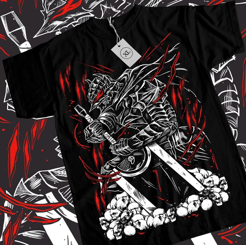 Anime Berserk Guts Wolf Armour Graphic Black TShirt Size S4XL S