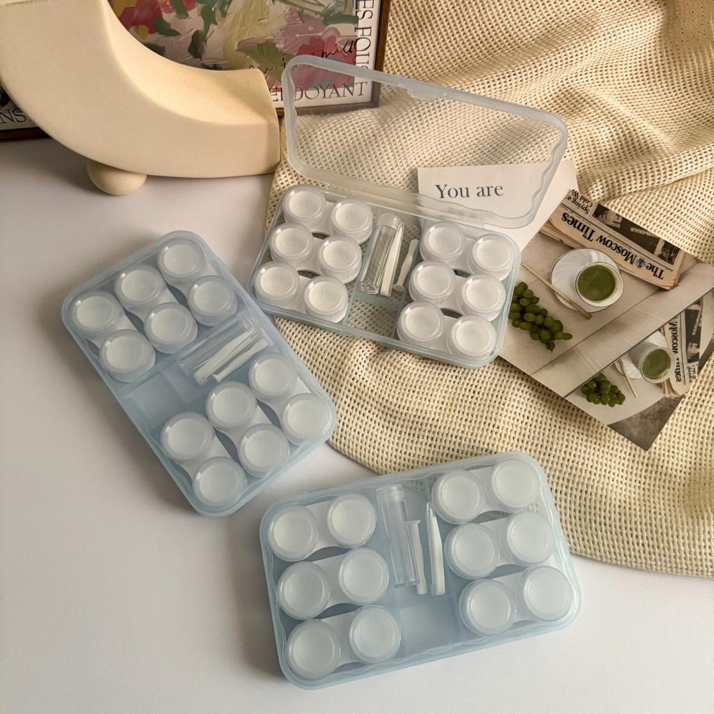 6 Pairs Contact Lens Case Eye Contact Lens Box Women Travel Contact Lenses Case Soak Container Lenses Box for Beauty Pupil