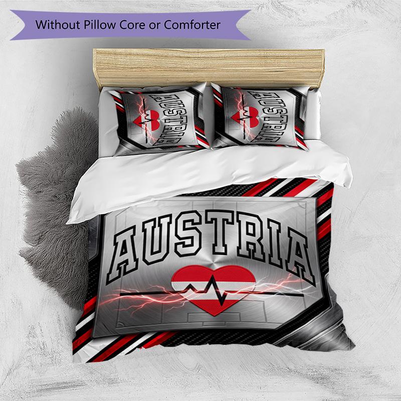 Austria Football Printed Bedding 3 Piece Set Cozy Breathable Bed Cover Set as Housewarming Holiday Gift
