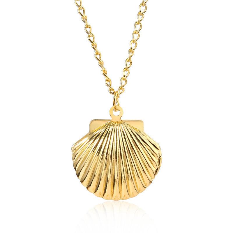 Minimalist Openable Mini Shell Photo Frame Metal Necklace For Girls And Women