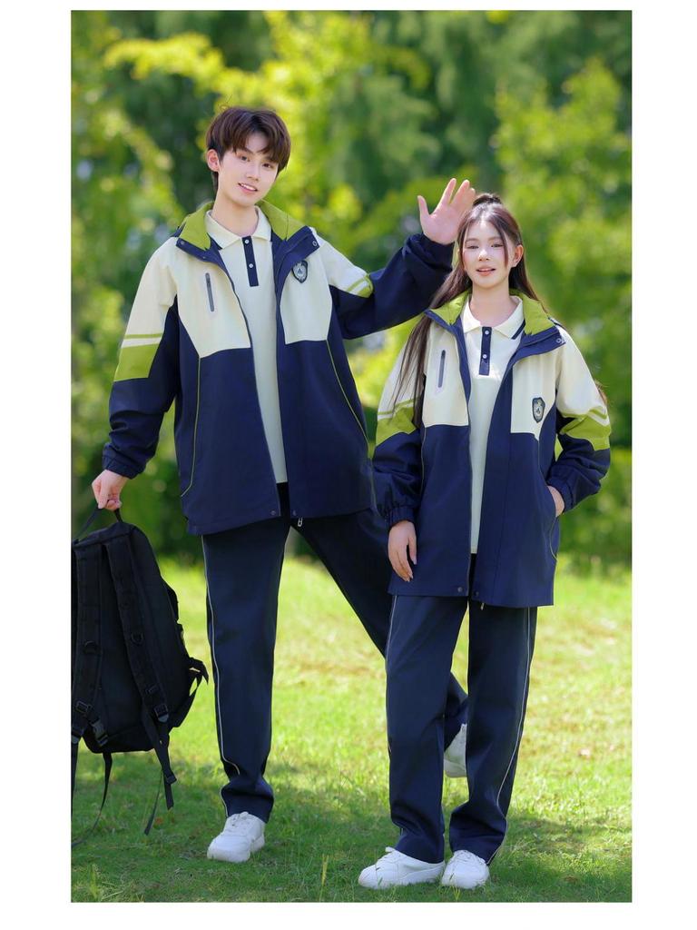 Autumn Windbreaker Jacket Set for Students: Thickened Four-Piece & Sports Three-Piece Uniforms for Middle & Elementary Schools