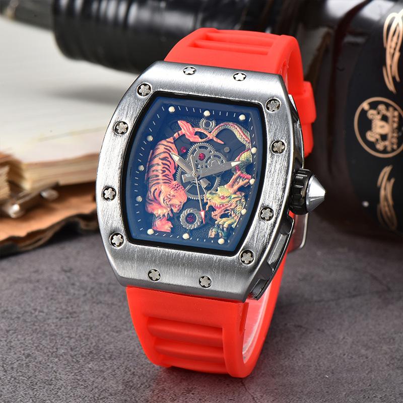 New Dragon Tiger Pattern Lassa Quartz Watch Men's Three-Pin Fashion Trend Calendar Watch
