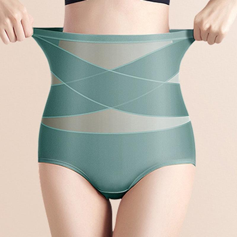 Damen Hohe Taille Bauchkontrolle Dreieck Höschen Übergröße Benutzerdefiniertes Logo XL grün