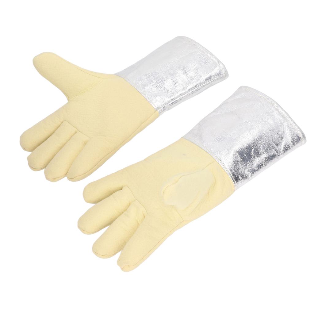 1 Pair Aluminum Foil Gloves High Temp Resistance Heat Insulation Gloves for Industrial Welding Fire Fighting