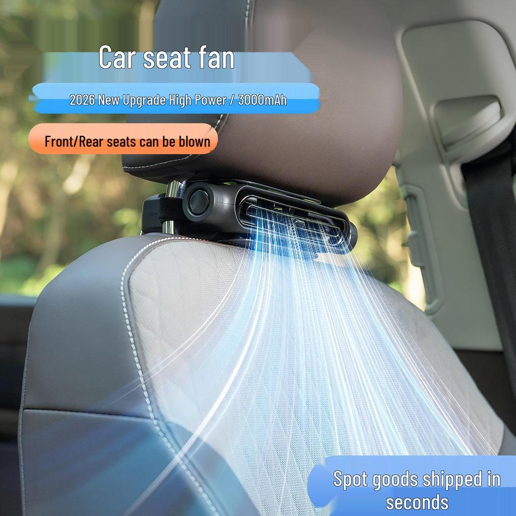 2026 Creative Dual-Turbine Leafless Car Seat Cooling Fan with USB Charging