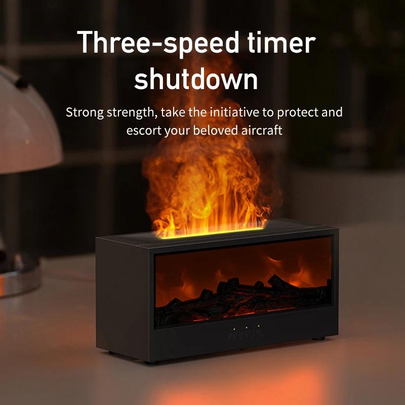 Bunter Flammen Kamin Aroma Diffusor Wasserlos Auto-Off Zuhause Schlafzimmer Luftbefeuchter Timer Fernbedienung für Kreatives Geschenk