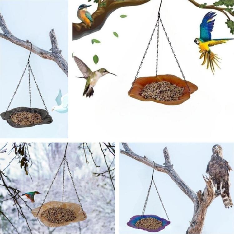 Large Capacity Bird Feeders Flower Shaped Tray Birdwatching Hook and Chain
