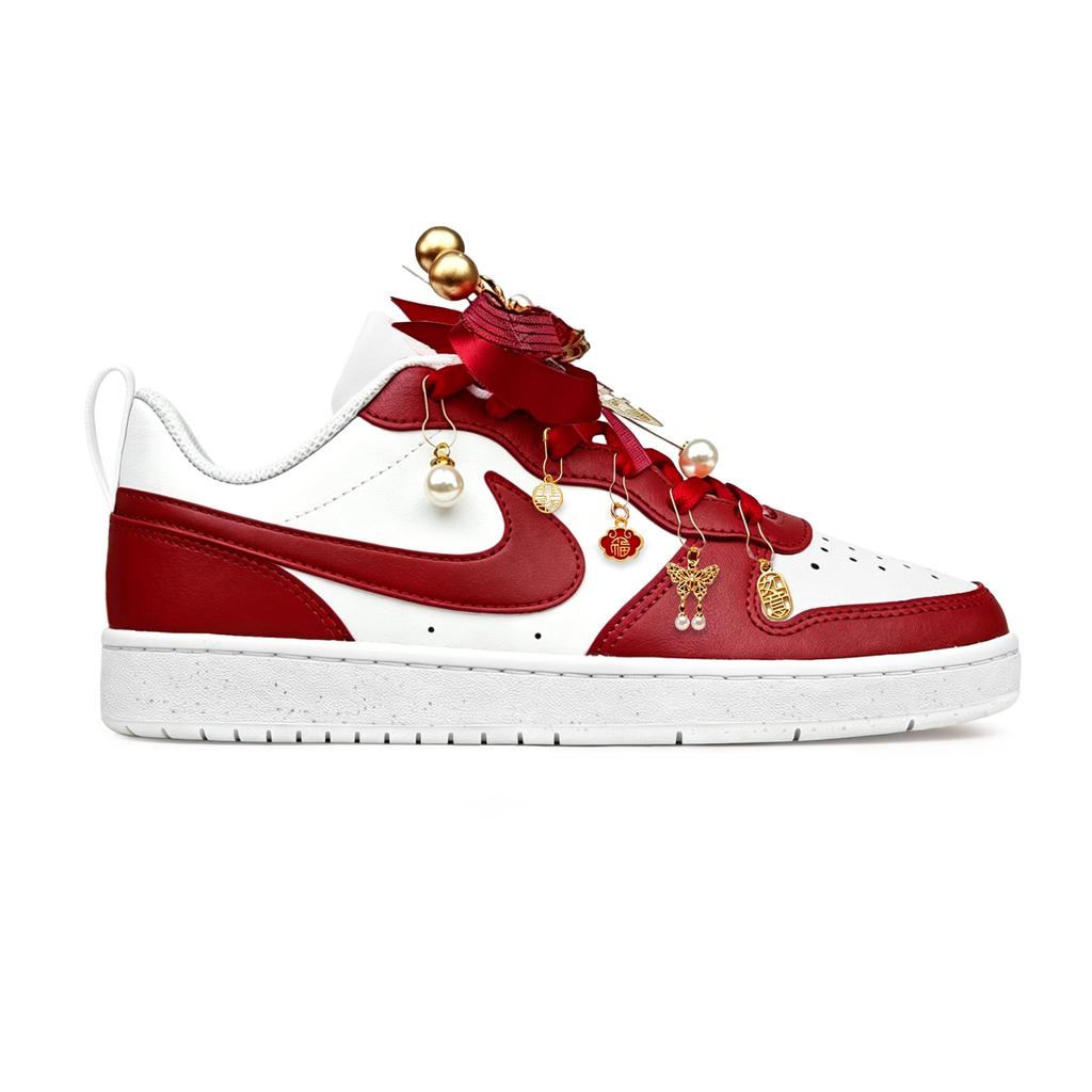 Nike Court Borough Wedding Shoes Low top Skateboard Shoes Women's Red White DV5456-141(Team1901-)