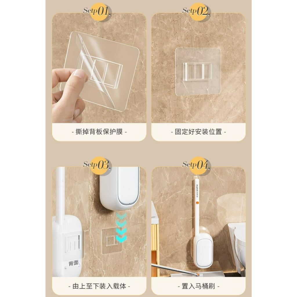 Toilet Brush with 16 Refill 43cm Long Handle Toilet Brush with Wall Mounted Holder 360° Deep Cleaning Toilets Scrubber Kit for Bathtub Sink Tile Wash