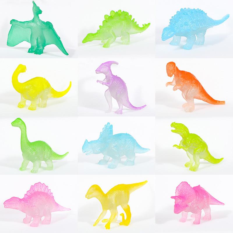 Мини Динозавр Мягкая Резиновая Модель Настольное Украшение Набор Детских Игрушек Для Игры И Коллекционирования Glow