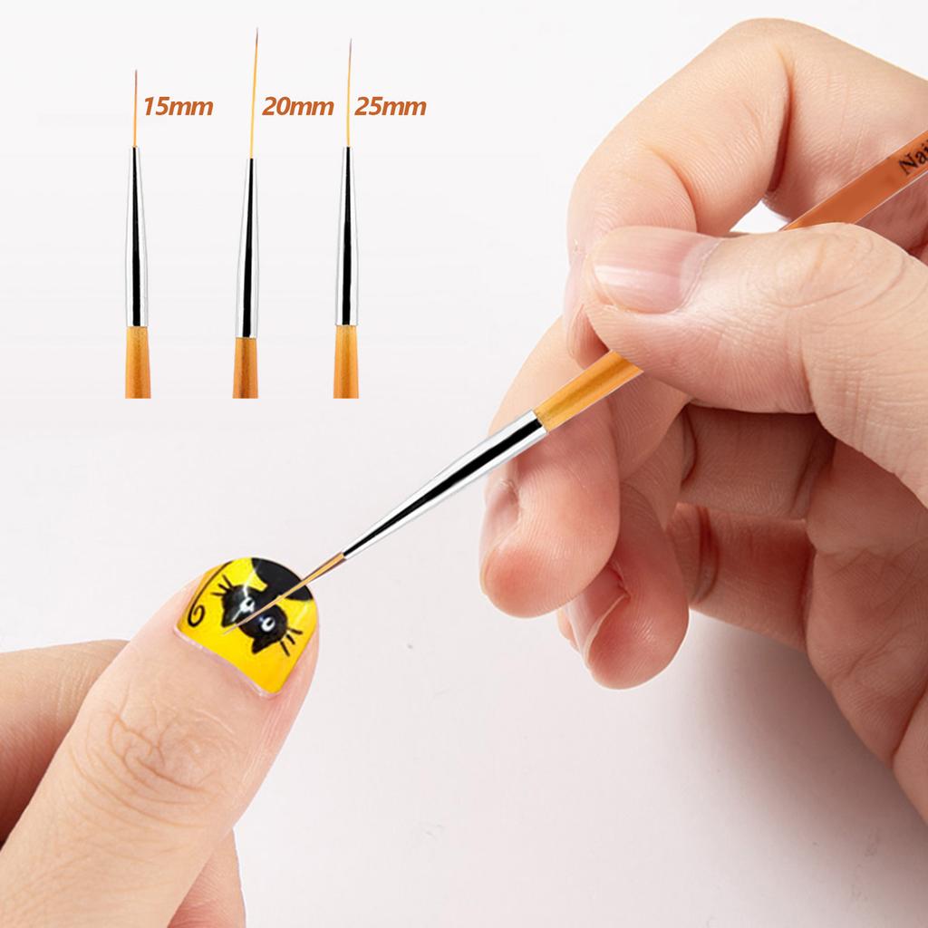 3Pcs Nail Art Drawing Line Brush Painting Pen Nail Dotting Tool Set