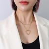 French Chic Double-Layer Heart Pendant Necklace - 18k Gold-Plated Titanium Steel for Women