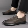 Fashion Summer New White Perforated Breathable Leather Shoes Mens Slip on Shoes Genuine Leather Male Casual Shoes Male Soft Sole Loafers