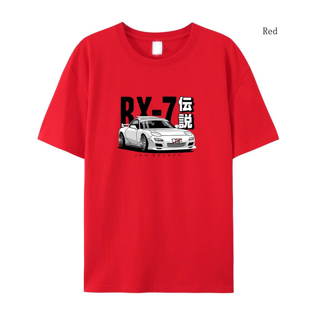 Women T-Shirts Initial D JDM T-shirt Vintage RX7 FD Drift Japanese Cars Printed Summer Short Sleeved T-shirt Loose Short Sleeved Top