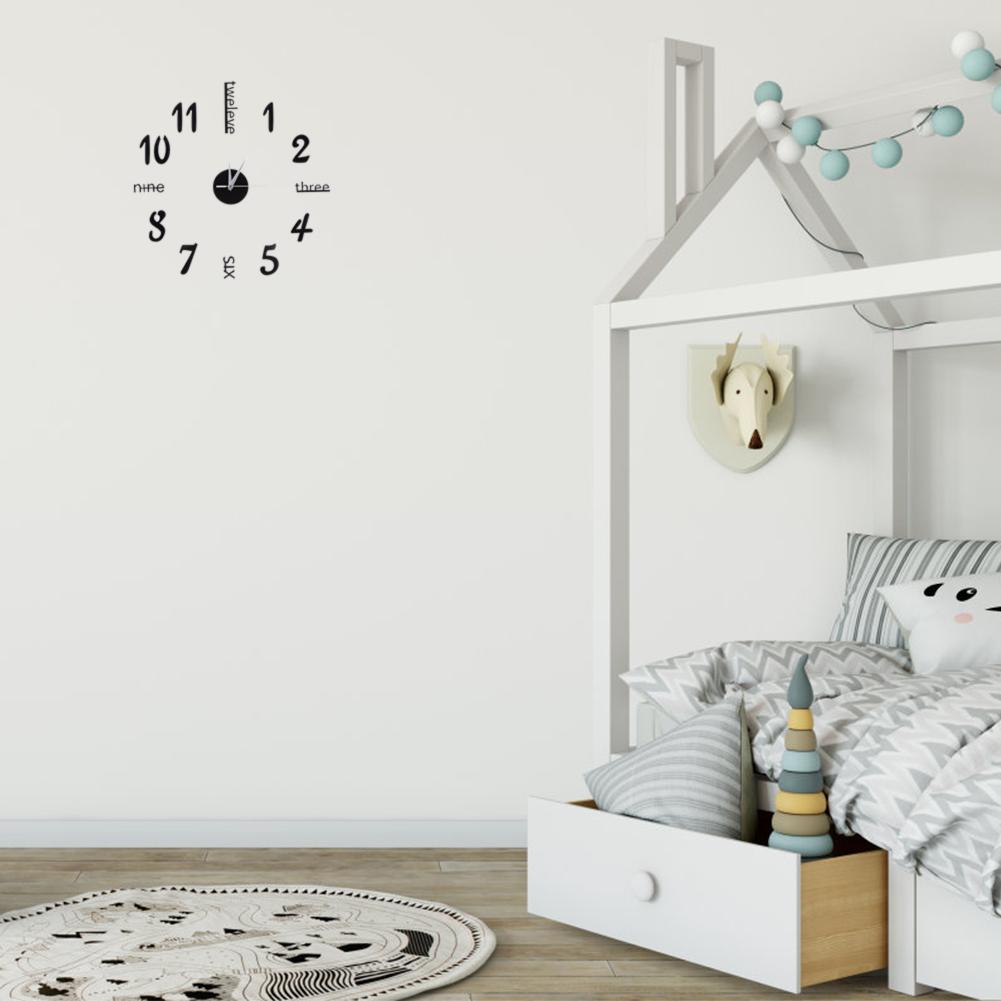 Wall Sticker Digital Clock Stickers Wall Clock DIY 3D Decorative Wall Clock for Home Black