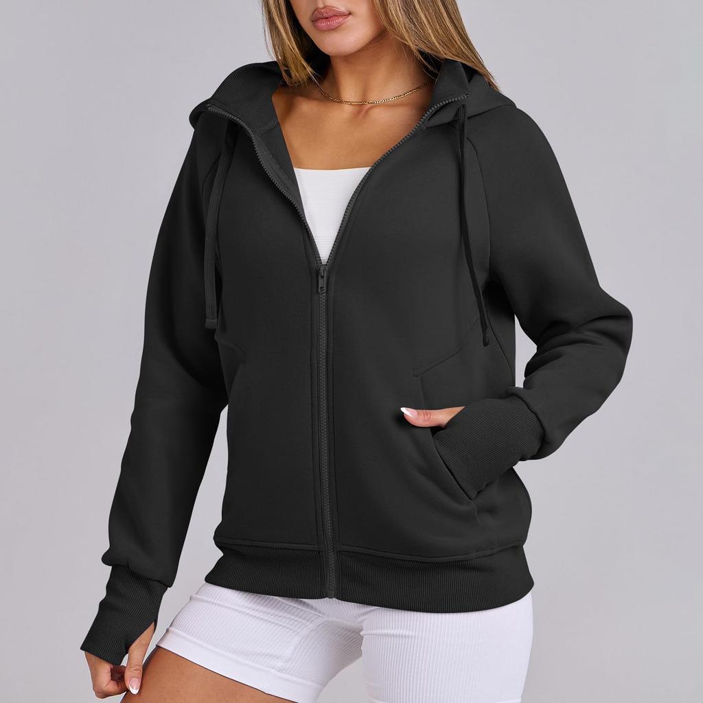 Hanorace cu fermoar pentru femei, jachete din lână, bluze cu mânecă lungă, buzunare, modă casual de toamnă, ținute preppy, haine