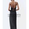 Spring New Arrival French Style V-neck Camisole Ruched Decorative Polka Dot Print Midi Skirt Dress 2976764