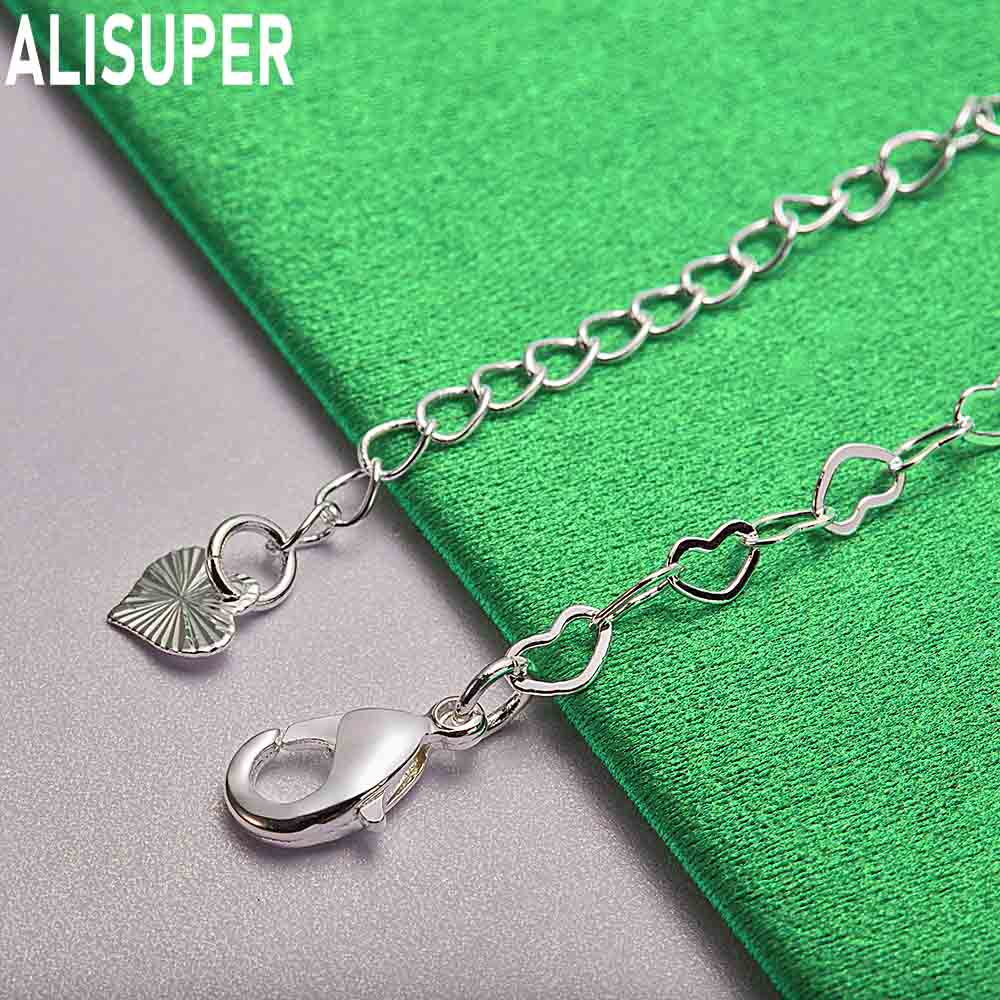 925 Sterling Silver Sweet Heart Side Chain Bracelet - Exquisite Gift Jewelry