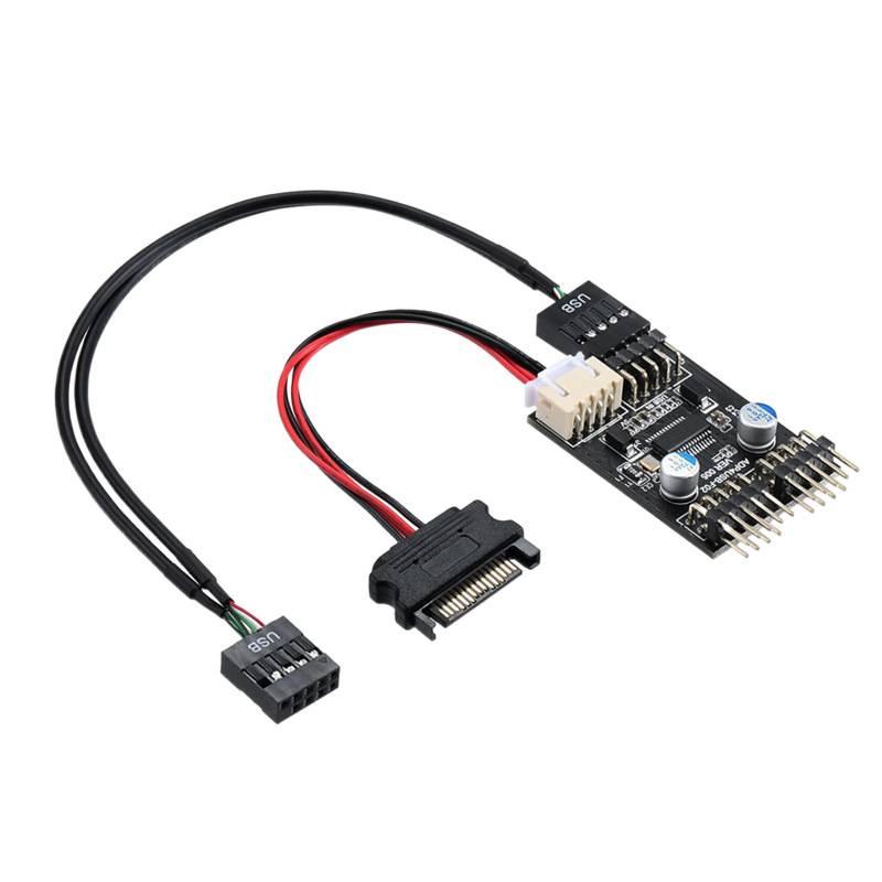 USB 2.0 9-Pin to Dual 9-Pin Expansion Hub for Motherboards