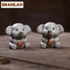 Yixing Purple Clay Cute Peace Elephant Tea Pet Retro Tea Sculpture Tea Figurine Play Toys Tea Statue Ornaments Workmanship Craft