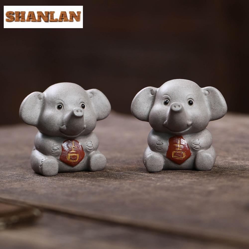 Yixing Purple Clay Cute Peace Elephant Tea Pet Retro Tea Sculpture Tea Figurine Play Toys Tea Statue Ornaments Workmanship Craft