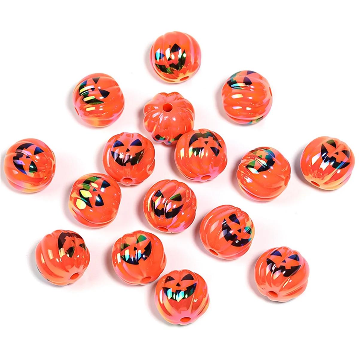 

SW19 5Pcs 15MM Fun Plating Devil Pumpkin Beads UV Plated Beads DIY Phone Bracelet Chain Pen Beads Handmade Material Accessories 15mm 5pcs помаранчевий